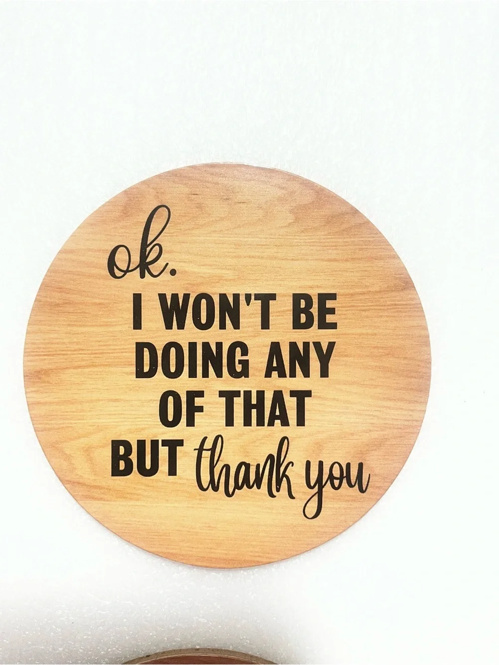 Schitts Creek Set of 6 Round Wood Drink Coasters – with Holder
